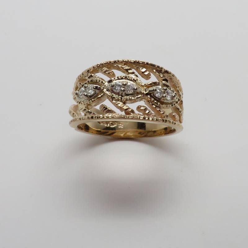 Wunderschöne 10 Mm Breite Filigrane Echte Naturdiamant Ehering/Ring 4, 9 Gramm von ArlieJewelryEtc