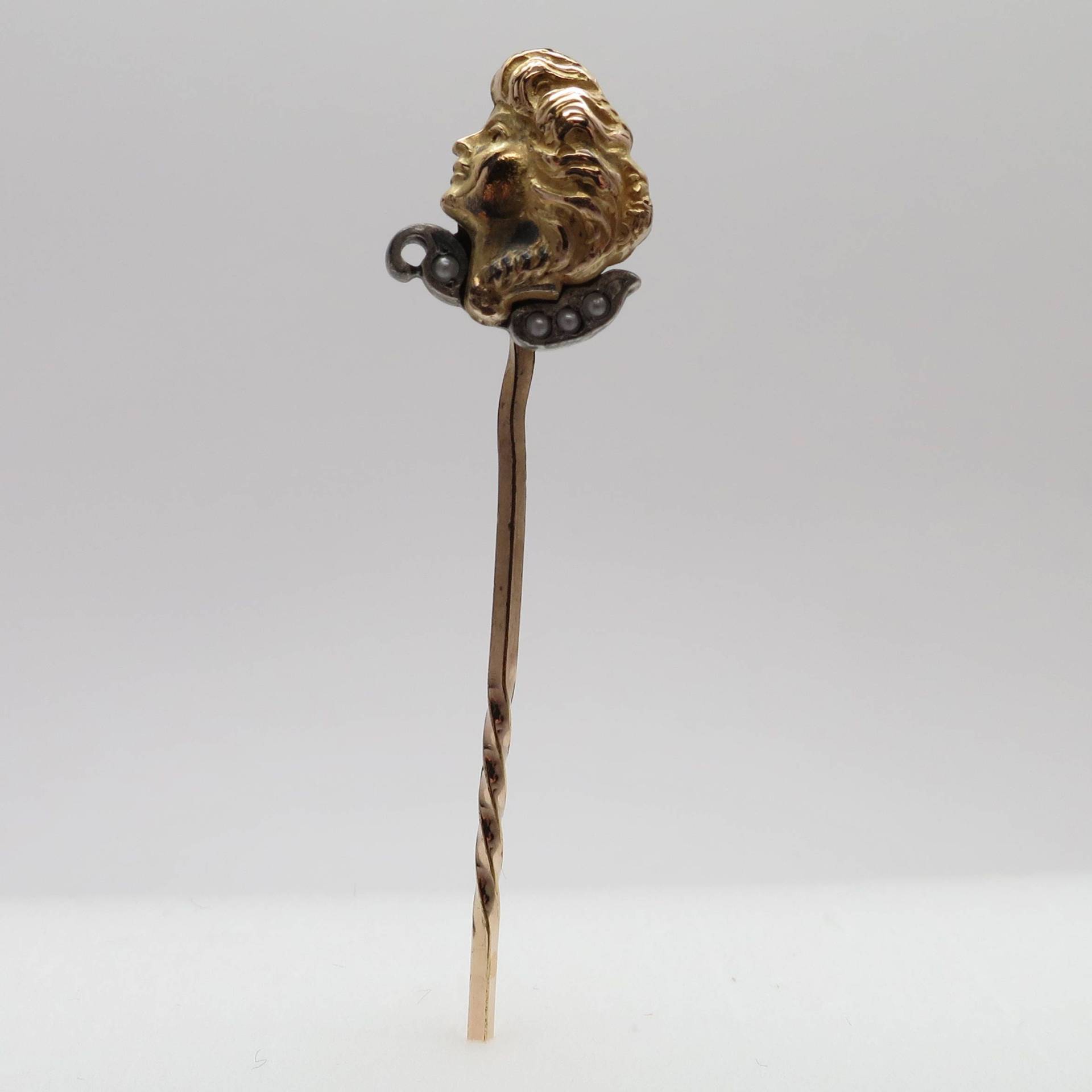 Wunderschöne Antike 10K Gelb - Und Weißgold Jugendstil Gibson Girl Kopfnadel/Samenperlenkragen Stickpin Gold Gefüllte Pin-Abschnitt von ArlieJewelryEtc