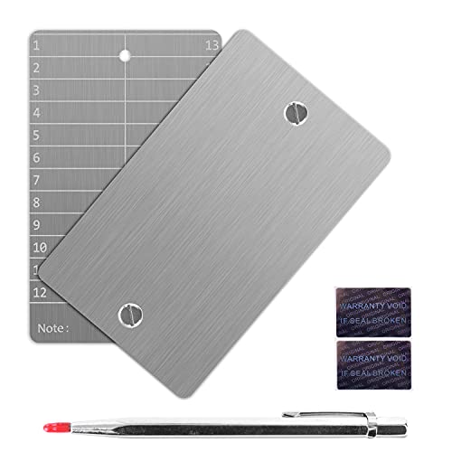 ArlinaL Crypto Seed Storage, Bitcoin-Brieftasche, Cold Wallet Backup, BIP39 12 oder 24 Wörter Wiederherstellungs-Satz, Backup-Kryptowährungsmappe mit Gravurstift (doppelt) (Silberweiß), silberfarben / von ArlinaL