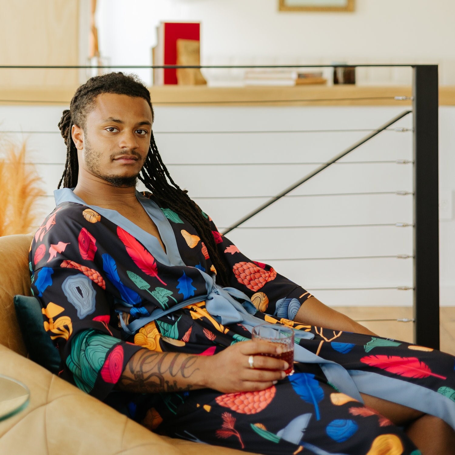 Pilz Robe Lange Pilze, Pilze Pflanze Kimono Brautjungfer Brautparty Vegan Seide Robe Unisex Geschenke Cooles Design Nachhaltige Festival von ArloGoods