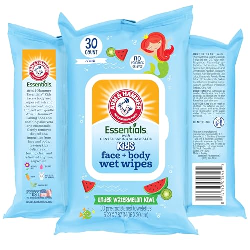 Arm & Hammer Einweg-Feuchttücher für Kinder – 30 Einweg-Babytücher – Feuchttücher für Babys mit Wassermelonen- und Kiwi-Geschmack – 1 Packung Baby-Reise-Feuchttücher Arm & Hammer Einweg-Feuchttücher für Kinder – 30 Einweg-Babytücher – Feuchttücher für Babys mit Wassermelonen- und Kiwi-Geschmack – 1 Packung Baby-Reise-Feuchttücher von Arm & Hammer