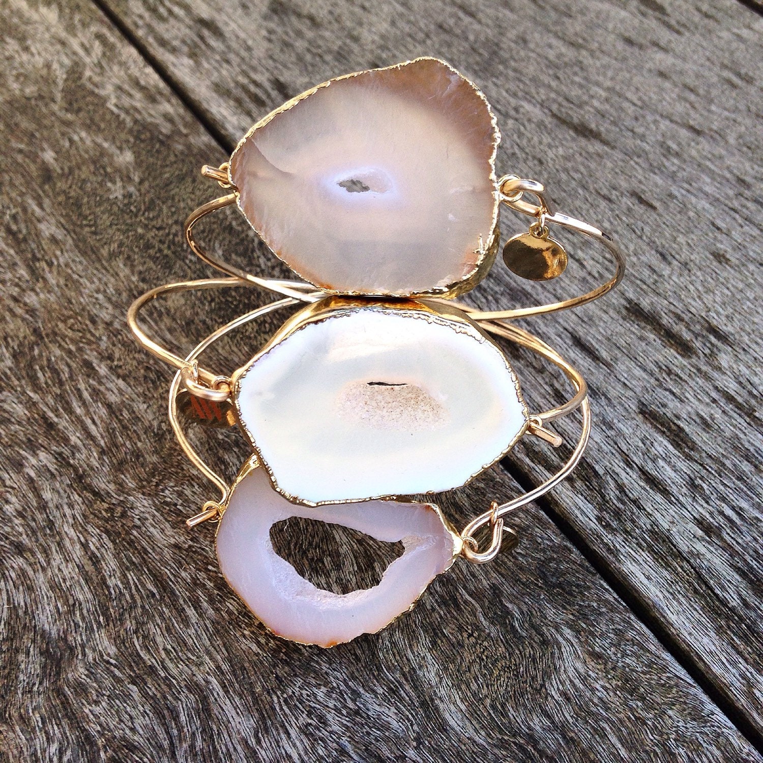 Huxley Champagner Blush Achat Druzy Armband Huxley Champagner Blush Achat Druzy Armband von ArmWireJewelry