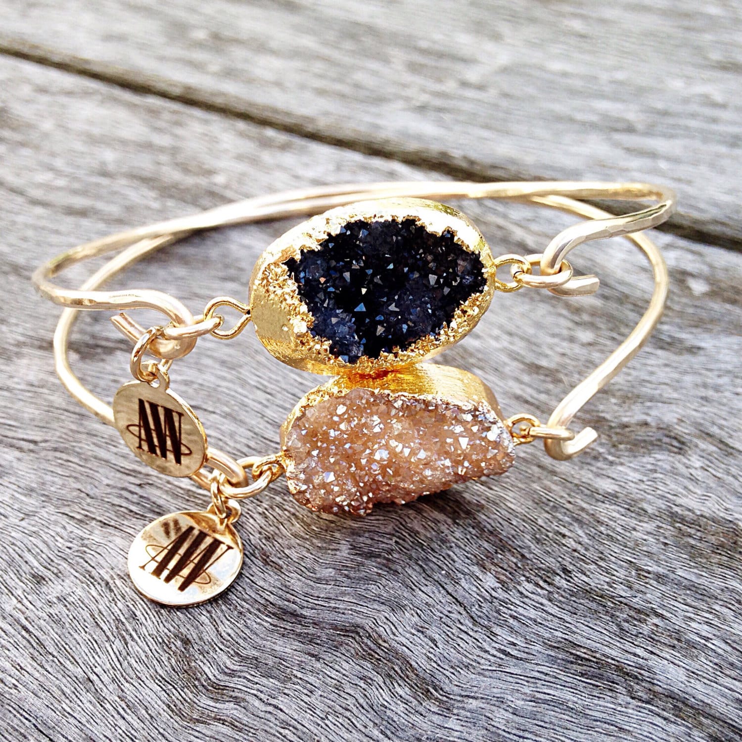 Lilah Schwarz Oval Druzy Armband Lilah Schwarz Oval Druzy Armband von ArmWireJewelry