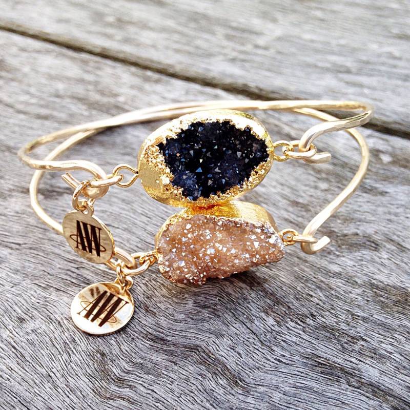 Lilah Schwarz Oval Druzy Armband Lilah Schwarz Oval Druzy Armband von ArmWireJewelry