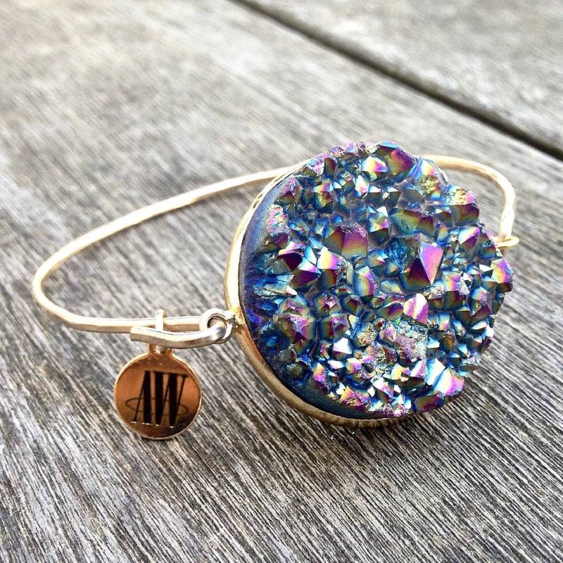 Lola Rund Regenbogen Quarz Druzy Armband Lola Rund Regenbogen Quarz Druzy Armband von ArmWireJewelry