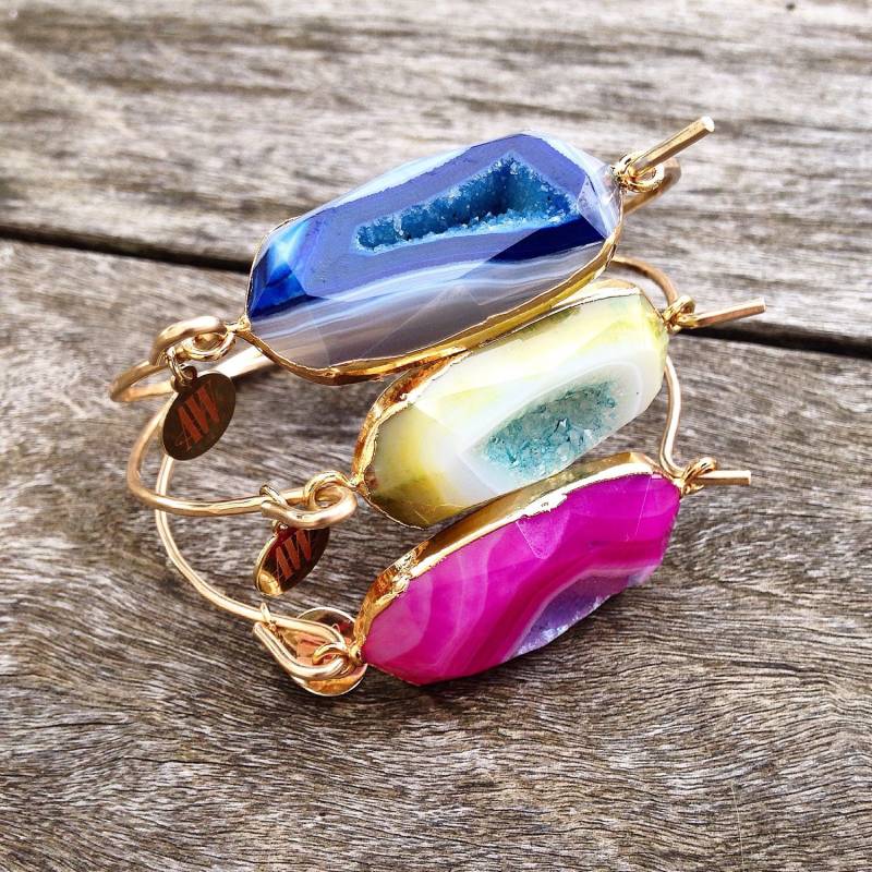 Lucas Mixed Color Achat Druzy Armband | Erhältlich in Rosa, Blau Oder Grün Lucas Mixed Color Achat Druzy Armband | Erhältlich in Rosa, Blau Oder Grün von ArmWireJewelry
