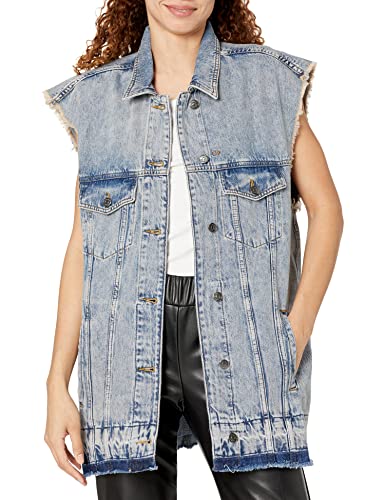 A|X ARMANI EXCHANGE Damen Ärmellose Gewaschene Oversized Jeansjacke, Indigo, Denim, M von Emporio Armani