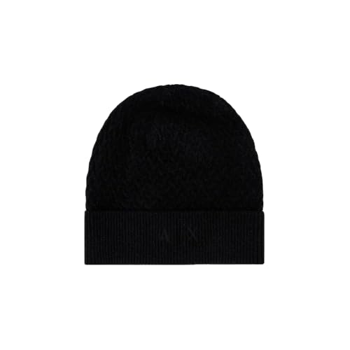 Armani Exchange Damen Strickmütze Beanie-Mütze, Schwarz, Einheitsgröße von Emporio Armani