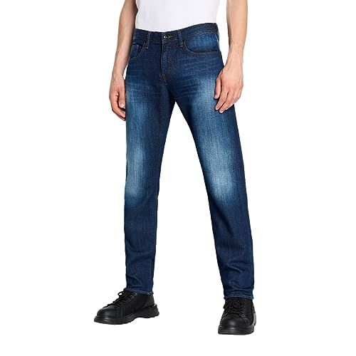 Emporio Armani Herren J13 Slim Fit Comfort Fabric Stretch Denim Jeans, Dunkles Indigo, 33W / 32L von Emporio Armani