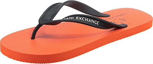 A|X ARMANI EXCHANGE Herren Logo Flip Flop Flipflop, Orange/Abendrot im Zickzackmuster (Sunset Chevron), 40 EU von Emporio Armani