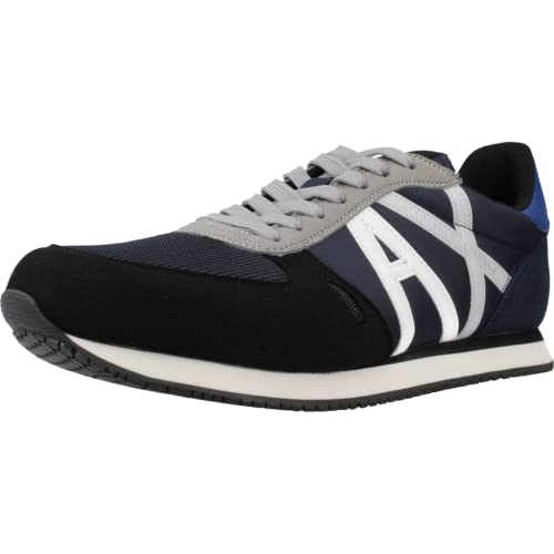 A|X ARMANI EXCHANGE Herren Retro Trainer Sneaker, Schwarz + Marineblau + G, 46 EU von Armani Exchange