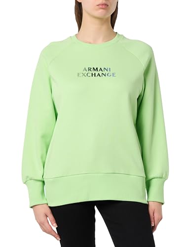 A|X Armani Exchange Women's Metallic Logo Terry Crewneck Pullover Sweatshirt, Agave, 36 von Armani Exchange