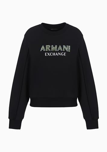 A|X Armani Exchange Women's Rhinestone Logo Crewneck Pullover Sweatshirt, Black, 46 von Armani Exchange