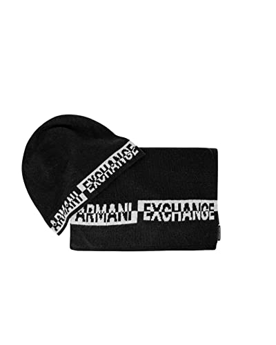 Armani Exchange Set Schal und Mütze schwarz 00020, Einheitsgröße, Schwarz 00020, Einheitsgröße von Armani Exchange