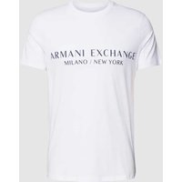 ARMANI EXCHANGE T-Shirt mit Label-Print Modell 'milano/nyc' in Weiss, Größe XXL von Armani Exchange
