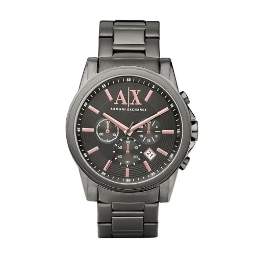 Armani Exchange Uhr für Herren , QuarzChronographenwerk, 45mm Gunmetal Edelstahlgehäuse mit Edelstahlarmband, AX2086 von Armani Exchange