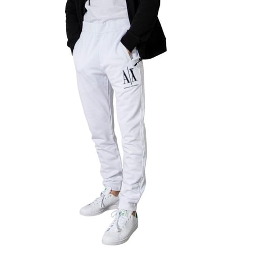 AX Armani Exchange Herren Icon Project Embroidered Logo Jogger Sweatpant Trainingshose, Weiß, Groß von Armani Exchange