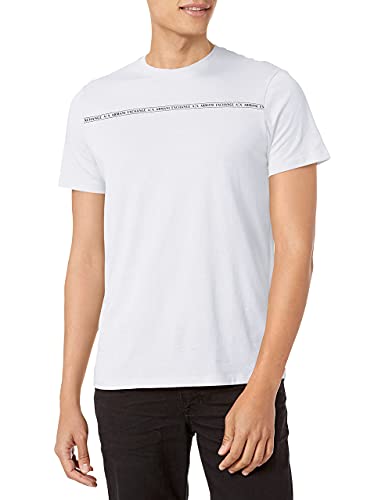 AX Armani Exchange Herren Stripe Logo Short Sleeve Pima T-Shirt, Weiß, XX-Large von Armani Exchange
