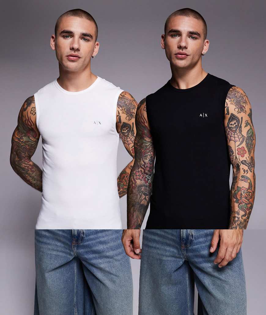 Armani Exchange - 2er-Pack Trägertops in Schwarz und Weiß von Armani Exchange