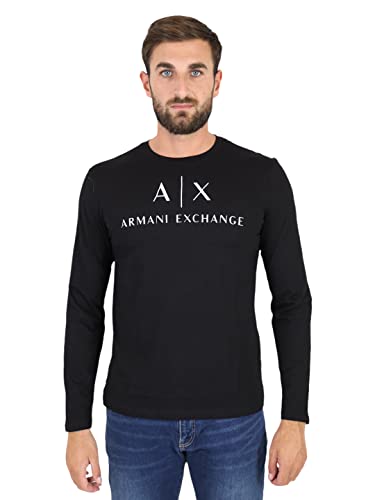 Armani Exchange Men's A|x Long Sleeve Logo Crewneck T-Shirt Black,L von Armani Exchange