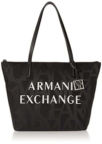 A|X ARMANI EXCHANGE Damen Tragetasche Einkaufstasche mit Reißverschluss, Schwarz, Einheitsgröße von Emporio Armani