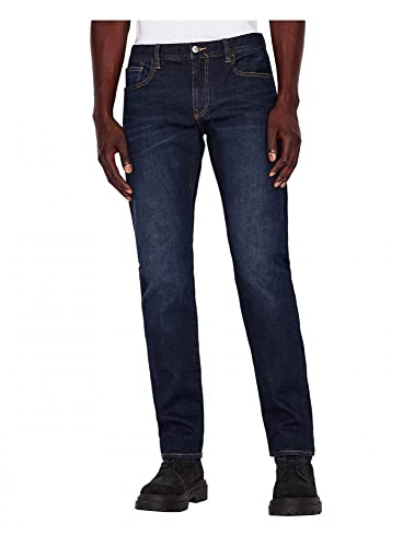 Armani Exchange Herren 5 Pocket Slim Denim Jeans, Dunkle Waschung, Tabaknähte, Stretch-Baumwolle, 52 von Armani Exchange