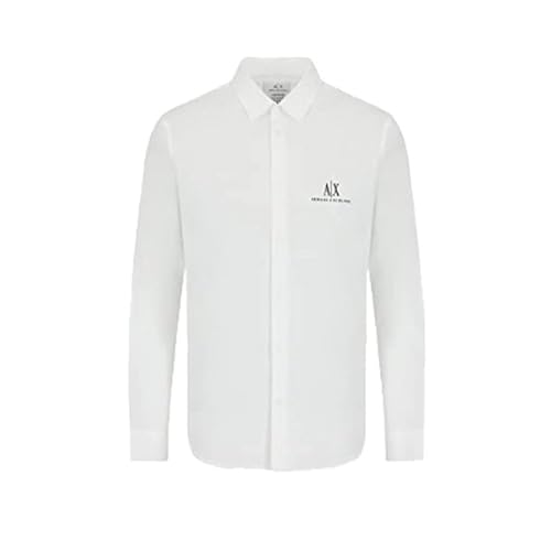 A｜X ARMANI EXCHANGE Herren Langarm-Shirt mit Knöpfen Klassisches Hemd, Weiss/opulenter Garten, L von Armani Exchange