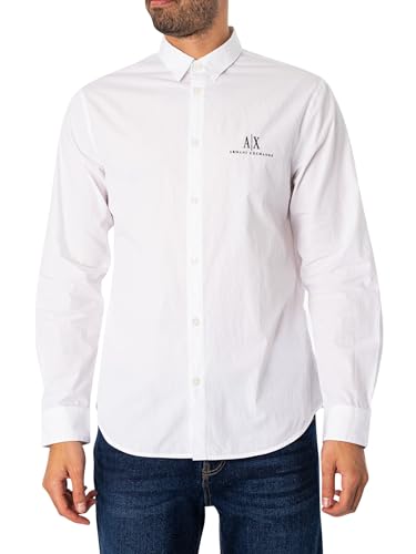 Armani Exchange A｜X ARMANI EXCHANGE Herren Langarm-Shirt mit Knöpfen Klassisches Hemd, Weiss/opulenter Garten, L von Armani Exchange