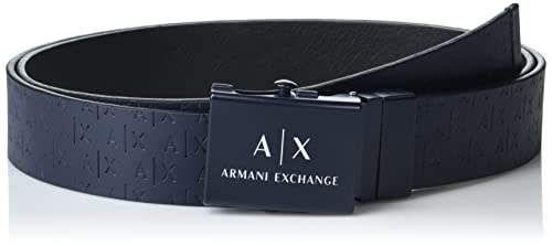 Armani Exchange A|X Herren Verstellbarer modischer Ledergürtel Gürtel, blau/schwarz, Einheitsgröße von Armani Exchange