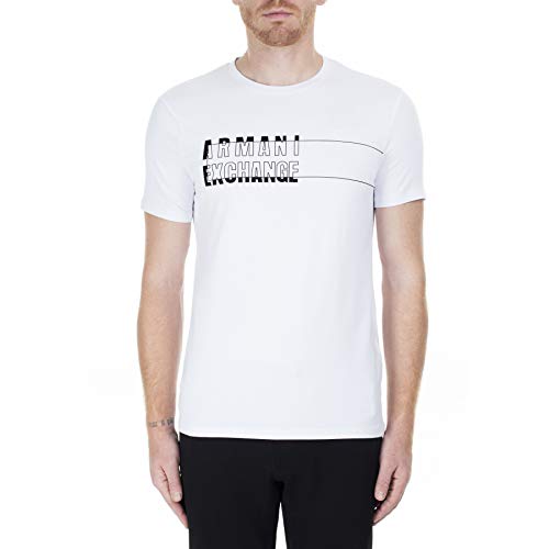 Armani Exchange Herren Jersey Cotton Stretch with Tonal Ax Print Chest Logo T-Shirt, Weiß, XXL von Emporio Armani