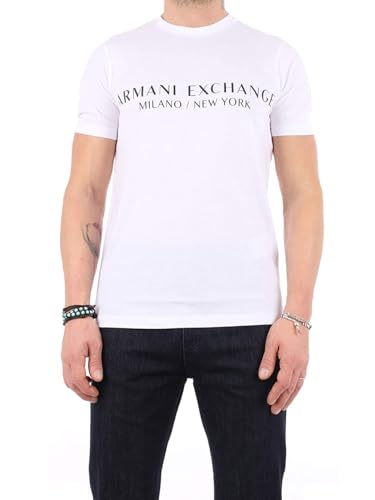 Armani Exchange Herren Short Sleeve Milan New York Logo Crew Neck T-shirt T Shirt, Weiß, M EU von Armani Exchange