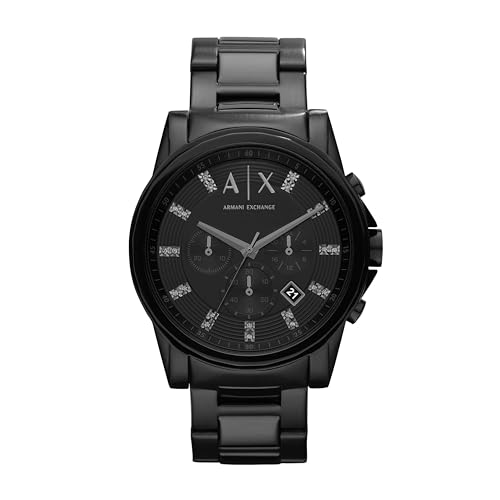Armani Exchange Uhr für Männer , QuarzChronographenwerk, 45mm schwarzes Edelstahlgehäuse mit Edelstahlarmband, AX2093 von Armani Exchange