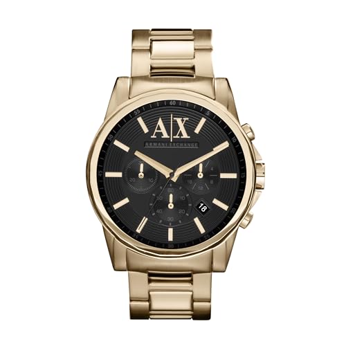 Armani Exchange Uhr für Herren , QuarzChronographenwerk, 45mm GoldEdelstahlgehäuse mit Edelstahlarmband, AX2095 von Armani Exchange