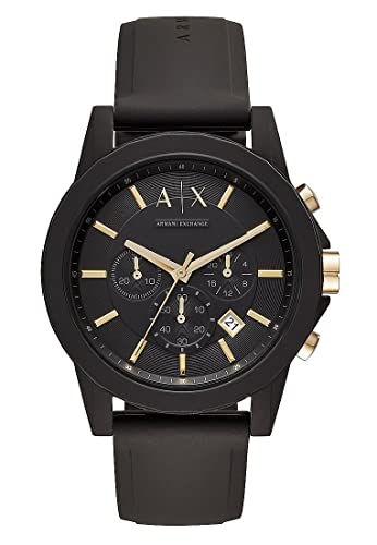 Armani Exchange Uhr für Männer , Chronographenwerk, 45mm Schwarzes Silikongehäuse mit Silikonarmband, AX7105 von Emporio Armani