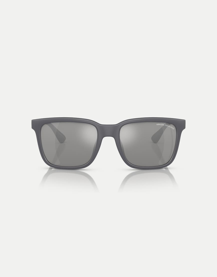 Armani Exchange - Ax4112s - Rechteckige, polarisierte Sonnenbrille in mattem Grau mit grauen, verspiegelten Gläsern von Armani Exchange