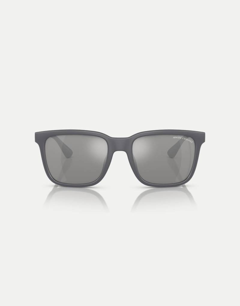 Armani Exchange - Ax4112s - Rechteckige, polarisierte Sonnenbrille in mattem Grau mit grauen, verspiegelten Gläsern von Armani Exchange
