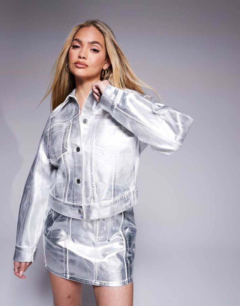 Armani Exchange - Beschichtete Jacke in Metallic-Silber, Kombiteil von Armani Exchange