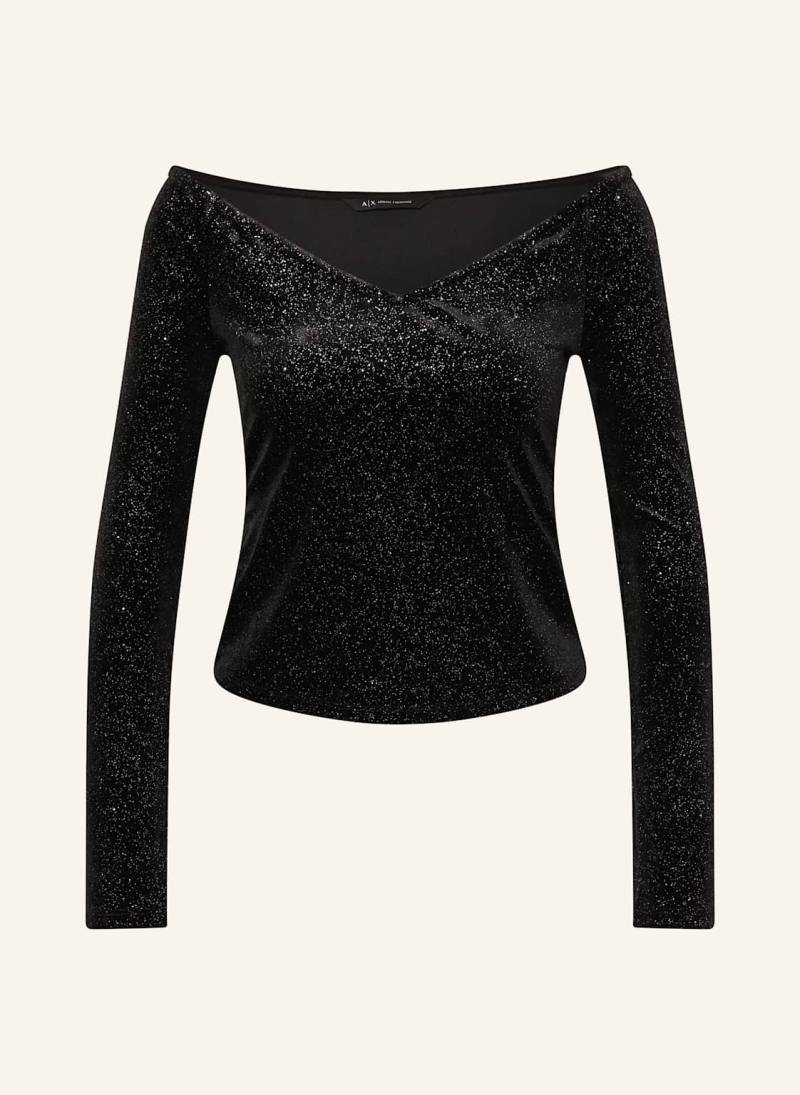 Armani Exchange Blusenshirt Aus Samt schwarz Armani Exchange Blusenshirt Aus Samt schwarz von Armani Exchange