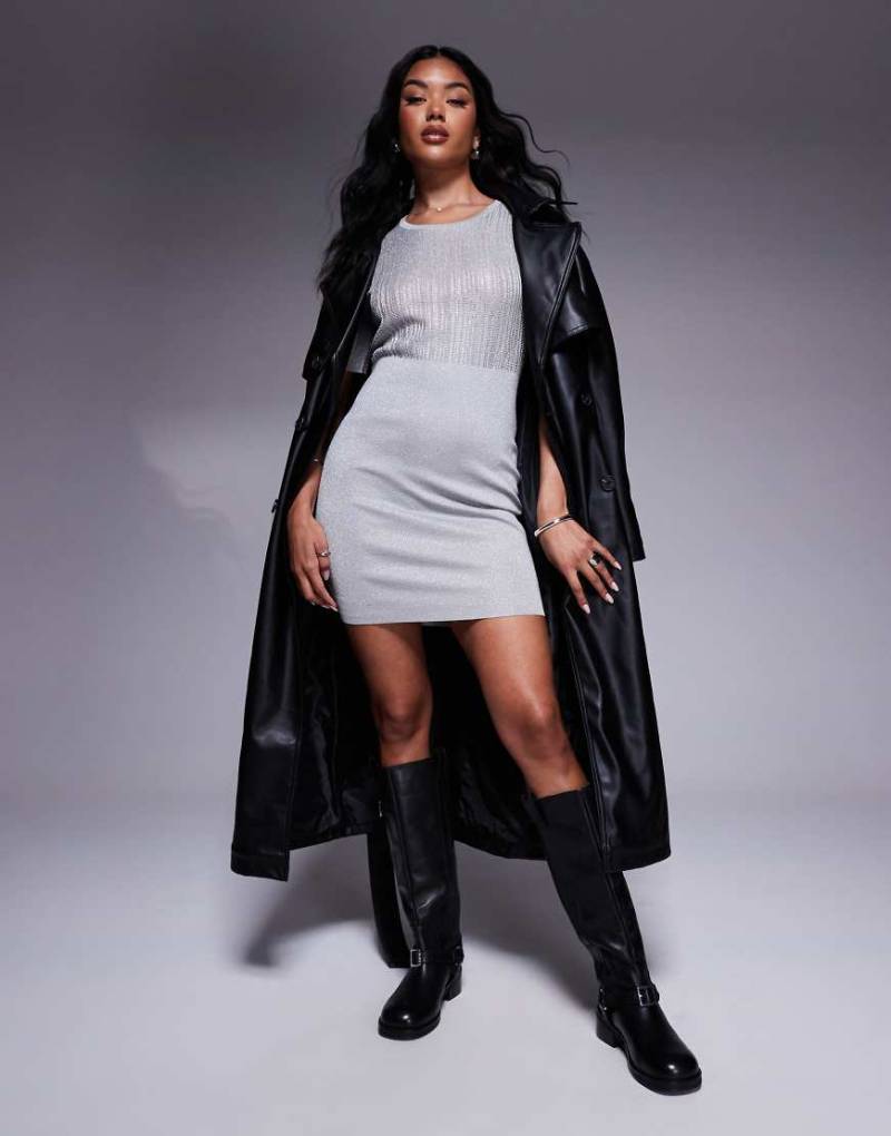 Armani Exchange - Bodycon-Minikleid aus Metallic-Strick in Silber von Armani Exchange