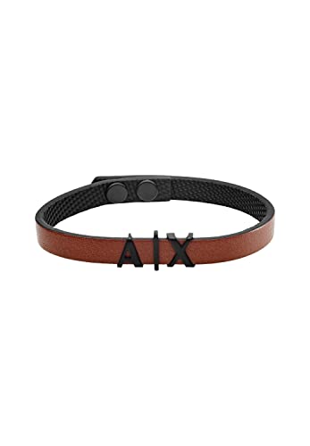 Armani Exchange Herren Lederarmband mit Druckknopfverschluss, Innenlänge: 185-195mm, Größen-ID: 22x12x4mm von Emporio Armani