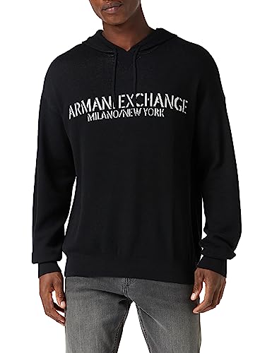 Armani Exchange Bright Up M6D Men's Gassed Cotton, Hooded Neck, Casual FitPullover SweaterBlackLarge von Armani Exchange