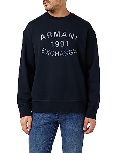 Armani Exchange Bright Up MGA Men's Crew Neck, Front Logo Print, cuffedSweatshirtBlueMedium von Armani Exchange