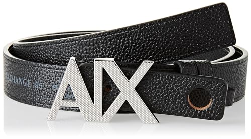 Armani Exchange Casual Leather, on Tone Logo Buckle Belt, Black, 80 von Armani Exchange