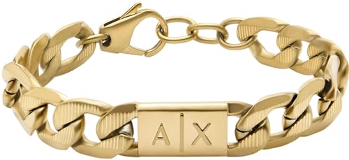 Armani Exchange Armband Für Männer, Länge: 190mm+35mm, Breite: 18mm, Höhe: 11.5mm Gold-Edelstahl-Armband, AXG0078710 von Armani Exchange