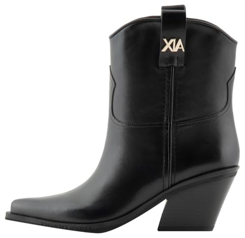 Armani Exchange Ampero Woman's Genuine leather, metal logo detail, Ankle Boot, Black, 41 von Armani Exchange