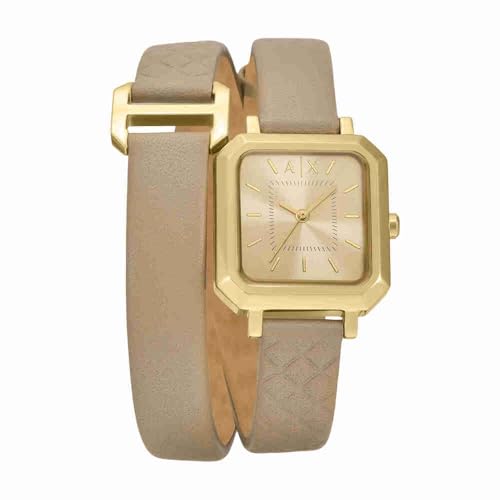 Armani Exchange Watch for Women, Quarz Dreizeigeruhrwerk und 27 mm Gehäusegröße mit Lederarmband von Armani Exchange
