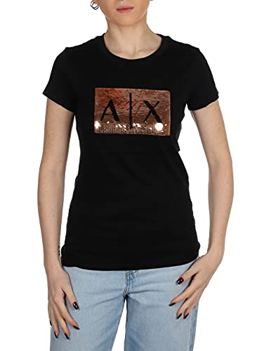 Armani Exchange Damen Basic T-shirt With Logo On Bust T-Shirt, Schwarz, M von Armani Exchange