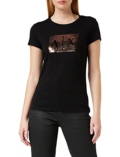 Armani Exchange Damen Basic T-Shirt with Logo On Bust T-Shirt, Schwarz, S von Armani Exchange