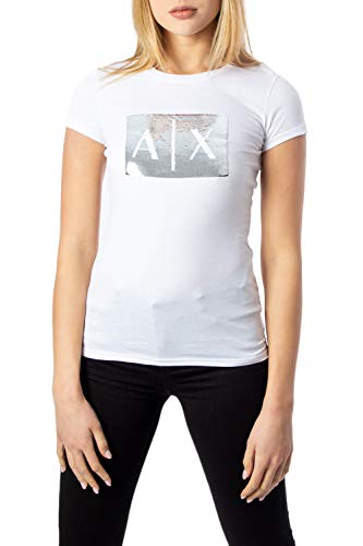 Armani Exchange Damen Basic T-shirt With Logo On Bust T-Shirt, Weiß, L von Armani Exchange