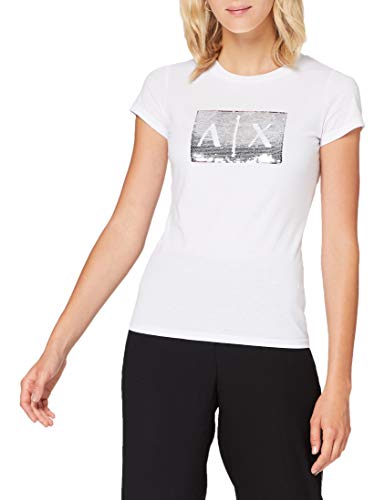 Armani Exchange Damen Basic T-Shirt with Logo On Bust T-Shirt, Weiß, XXL von Armani Exchange